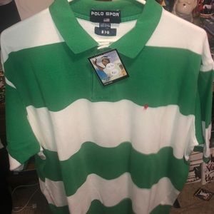 Vintage Polo Sport Green Striped Polo 2X-3x